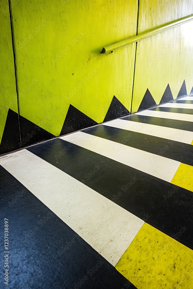Aufkleber geometric abstract background featuring bold diagonal lines in black, lime green, and white, creatin