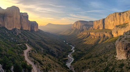 Fototapeta premium Majestic Canyon Sunset River Valley Landscape