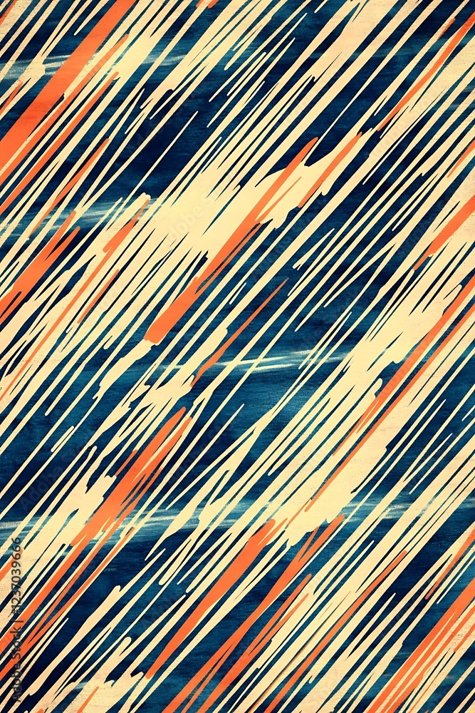 Poster geometric abstract background with diagonal lines in blue, orange, and white creating a bold, dynami