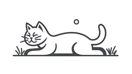 Naklejka premium Playful cat lying on green grass