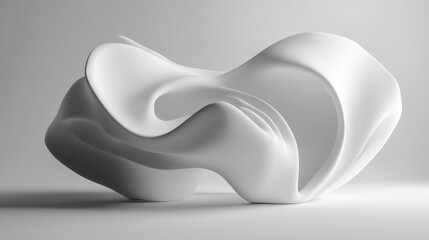 abstract white geometric organic round shape 3d render illustration
