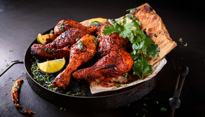 delicious grilled tandoori chicken with herbs