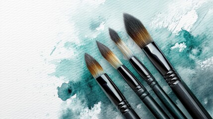 Fototapeta premium Set Of Watercolor Brushes on Paper