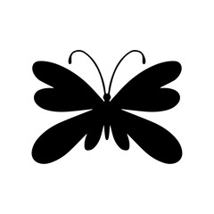 Silhouette, stamp of a winged insect, decorative butterfly. Vector graphics.