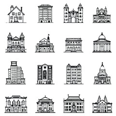 set of buildings icon sheet