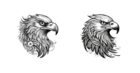 Obraz premium Tattoo Vorlage Adler Kopf Schwarz-weiss