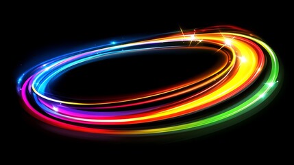 Colorful Glowing Light Trails Create Abstract Ring Design