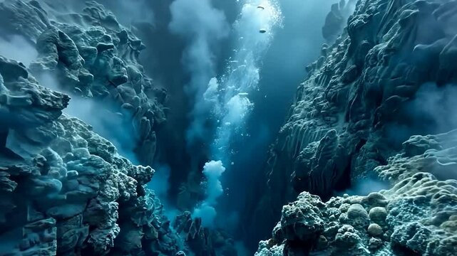 Breathtaking hydrothermal vent underwater scene showcasing unique formations.