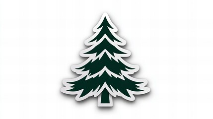 Dark green stylized pine tree illustration against a white background. Perfect for winter or holiday designs.
