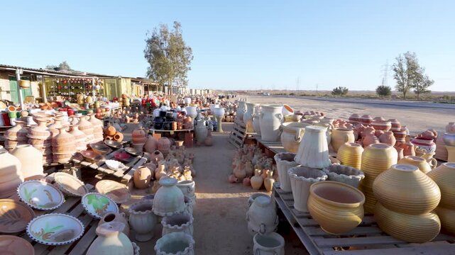 Road side pottery stand in Libyan countryside