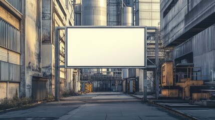 Obraz premium Blank Billboard in Industrial Urban Alleyway Setting