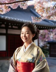 Beautiful Japanese girl in traditional attire