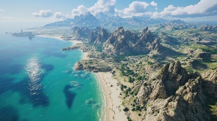 Fototapeta premium Coastal Mountain Range Scenic Beach Landscape View