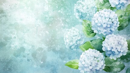 Watercolor Painting of Delicate Light Blue Hydrangeas