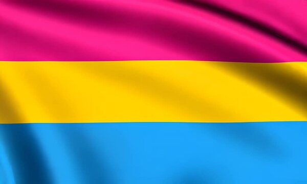 Vibrant pansexual pride flag waving gracefully in seamless loop animation