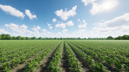 Obraz premium Lush Green Field Under A Sunny Sky
