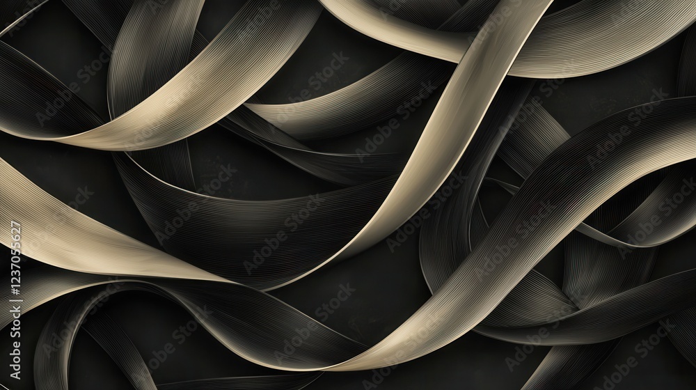 Poster abstract digital art piece that appears to be made up of multiple curved lines that are overlapping 