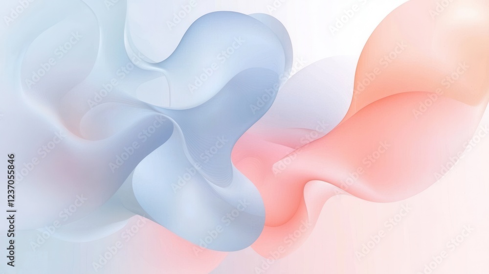 Aufkleber abstract digital art piece with a combination of light blue and peach colors. the background is whit