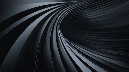 Abstract digital art piece that appears to be a tunnel or a tunnel-like structure. the background is black and the image is made up of multiple curved lines that create a sense of depth and dimension.