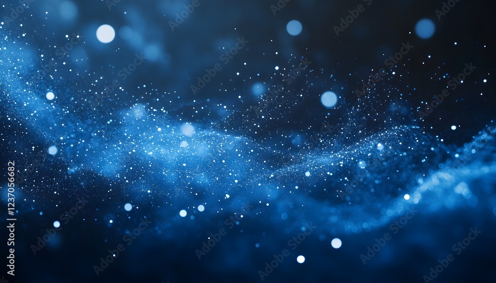 Poster abstract blue particle wave background design