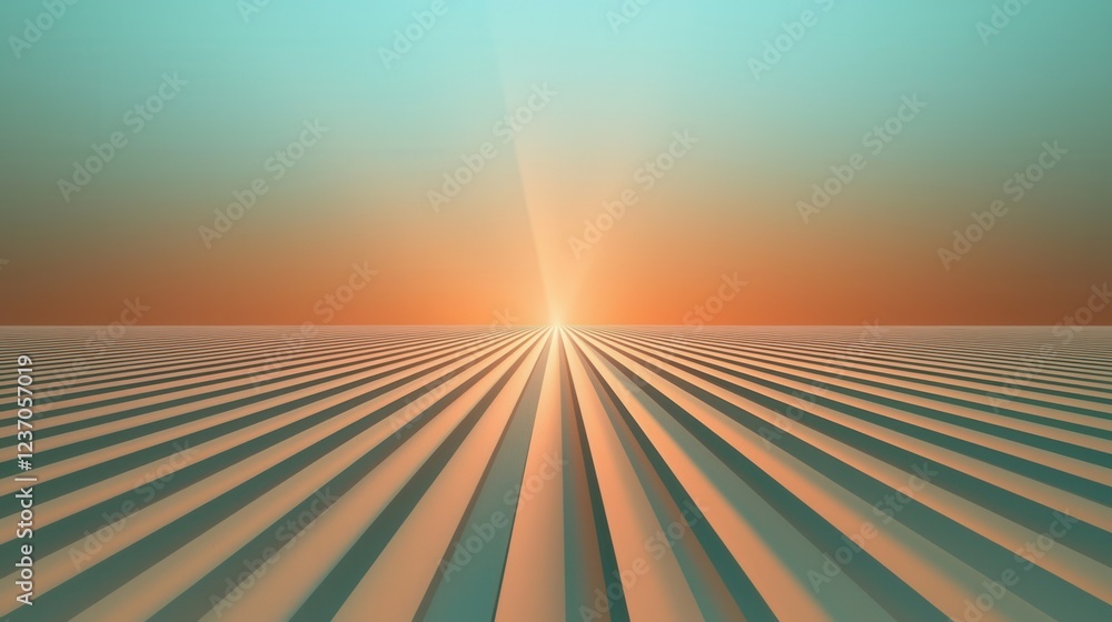 Poster abstract landscape with a gradient effect. the background is a gradient of orange and blue, with the