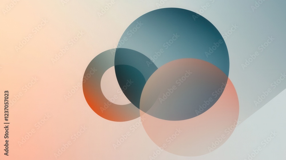 Poster abstract graphic design with three overlapping circles. the circles are in different shades of blue,