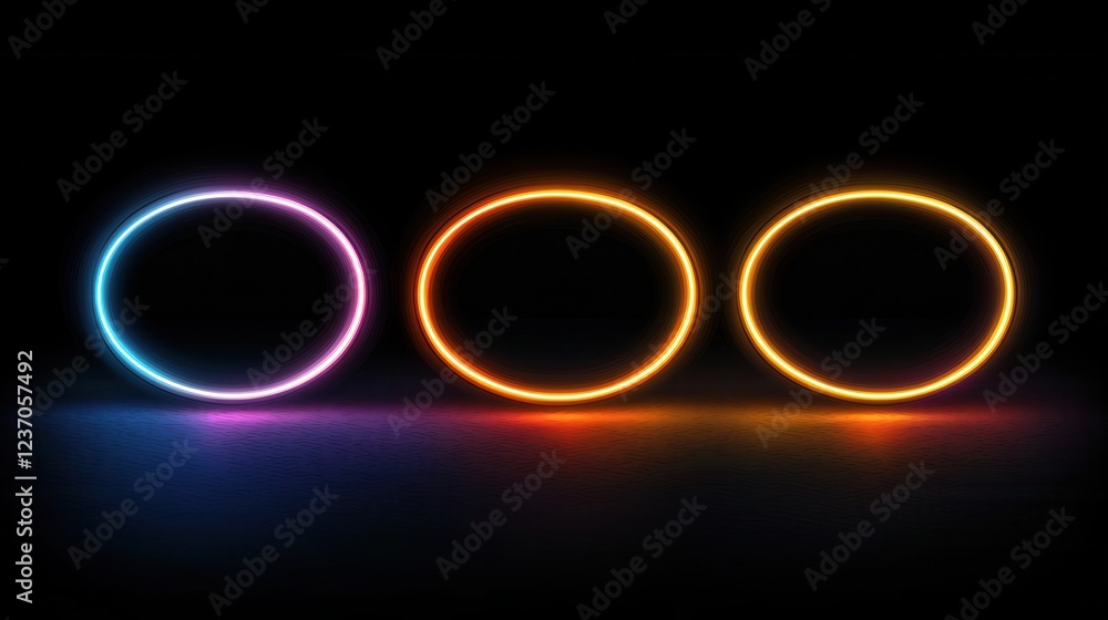 Aufkleber three circular lights arranged in a row on a black background. the lights are in different colors - 