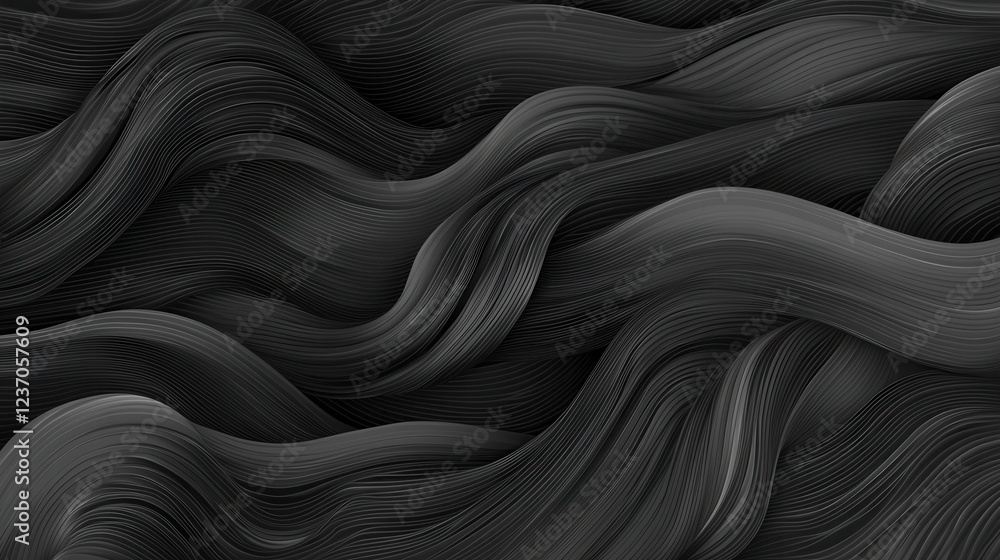 Poster abstract black and white pattern of wavy lines. the lines are arranged in a wave-like manner, creati