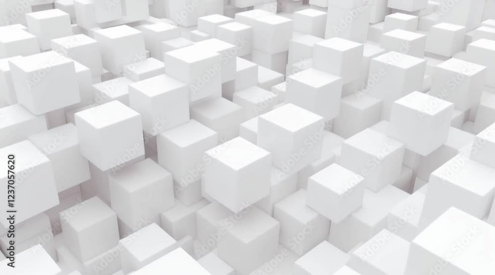 Poster abstract white cubes in a 3d grid pattern with soft shadows video