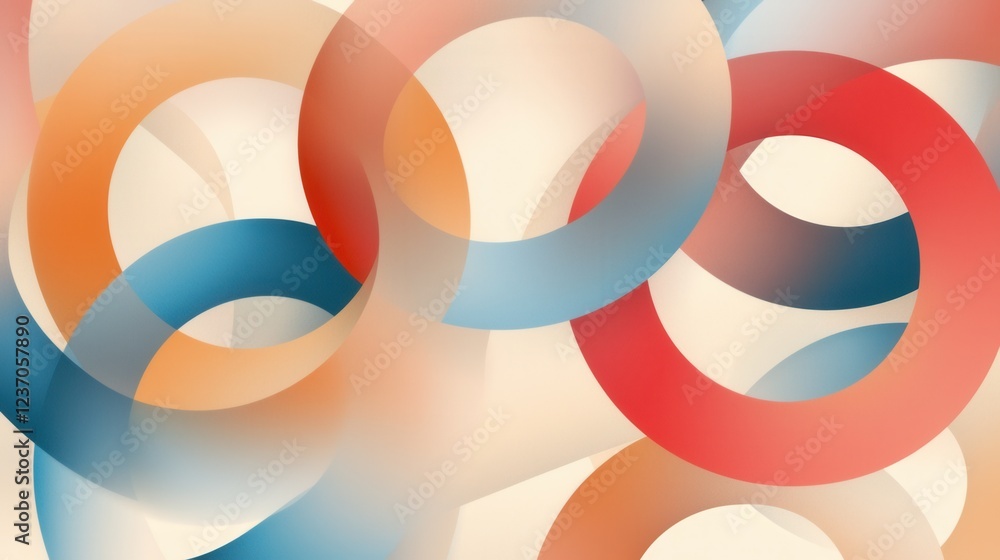 Poster abstract digital art piece with multiple overlapping circles in different colors. the circles are of