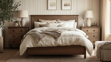 Rustic Bedroom Interior Design Featuring Wooden Bed