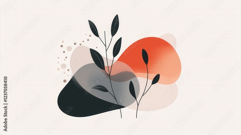 Poster abstract graphic design with a white background. it features a black and grey abstract shape with th