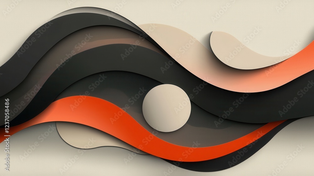 Aufkleber abstract digital art piece with a white background. it features a group of curved lines in different