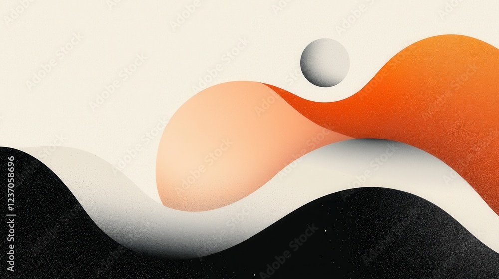 Aufkleber abstract digital art piece with a white background. it features three curved shapes in different col
