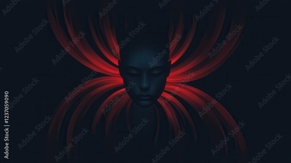 Poster digital art piece that appears to be a portrait of a woman's face. the background is dark and the fo