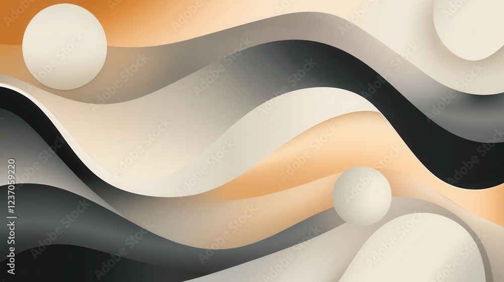 Poster abstract digital art piece with a modern and minimalistic design. it has a combination of different 