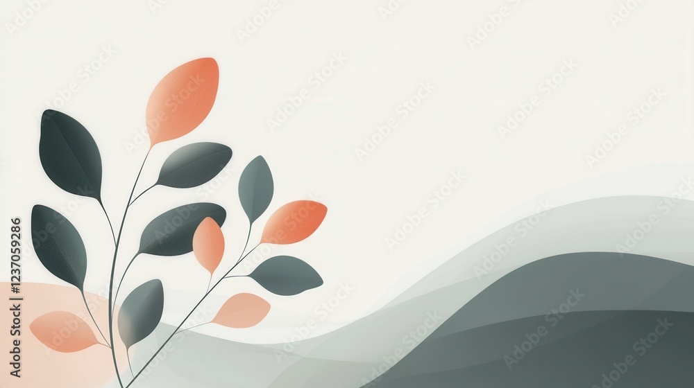 Poster abstract graphic design with a white background. on the left side of the image, there is a branch wi