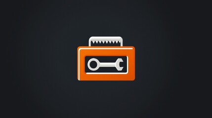 Toolbox icon featuring a wrench and saw on a dark background for repair and maintenance themes. Generative AI