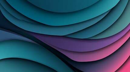 Obraz premium Abstract Teal Purple Pink Layered Waves Design