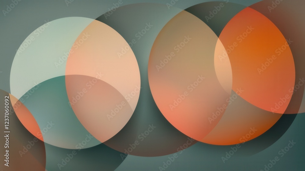 Aufkleber abstract digital art piece with three overlapping circles. the circles are in different shades of or