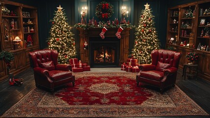 Cozy Christmas Evening by the Fireplace