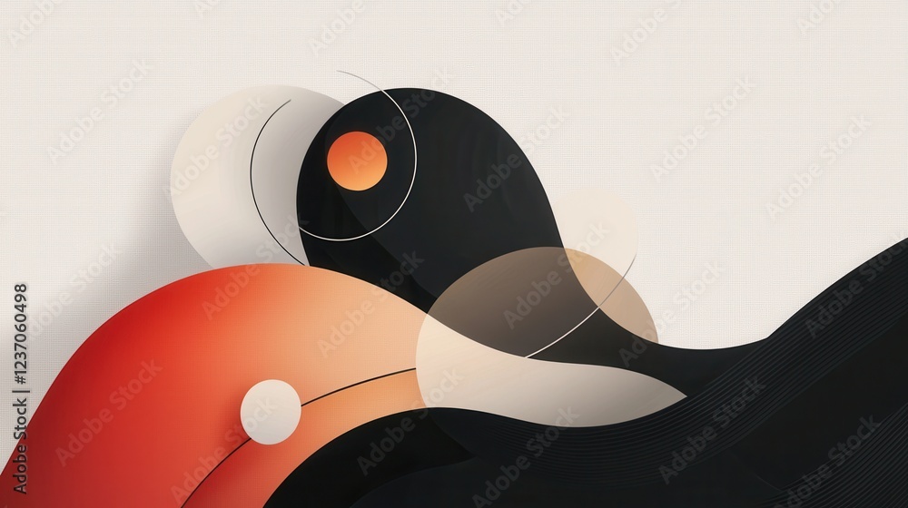 Aufkleber abstract digital art piece with a white background. it features a black and orange abstract design w