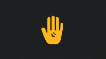 Fototapeta premium Symbol of caution featuring a yellow hand against a black background with a wavy line indicating warning. Generative AI