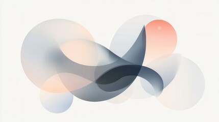 Abstract digital art piece with a white background. it consists of three overlapping circles in different shades of blue, pink, and light blue.