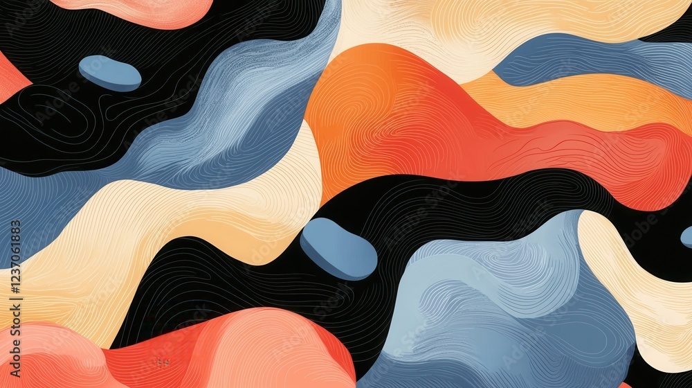 Aufkleber abstract digital art piece with a colorful and dynamic composition. it features a variety of shapes 