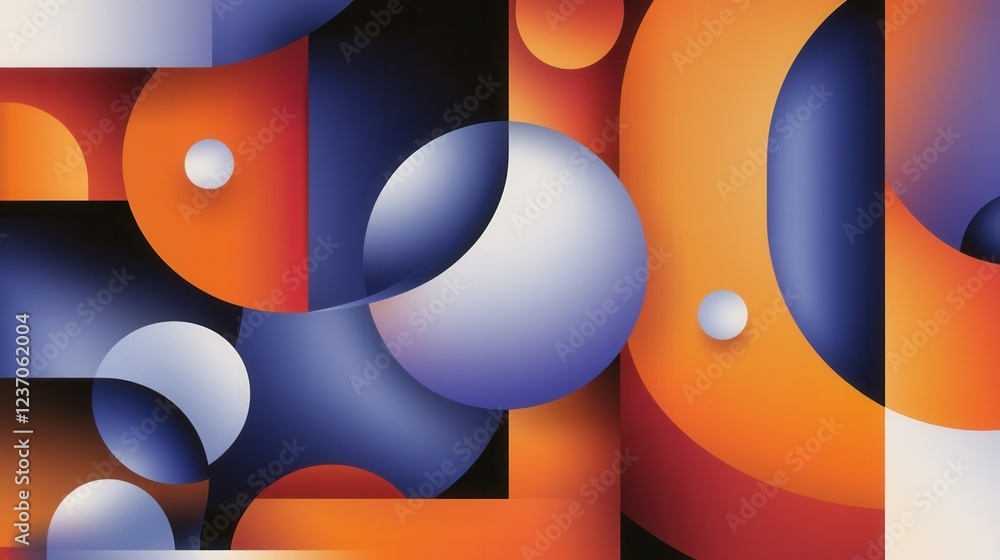 Poster abstract digital art piece with a modern and geometric design. it has a combination of different col