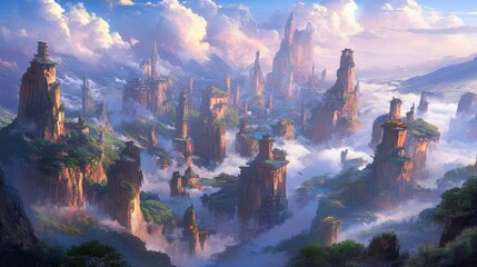 A City Among the Clouds Majestic Mountaintop Structures