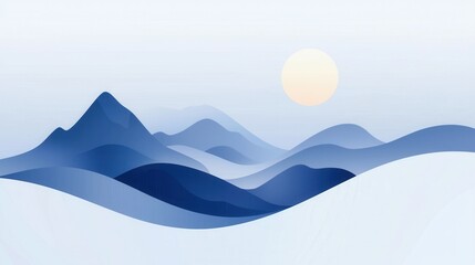 Illustration of a mountain landscape. the background is a light blue color with a gradient effect.