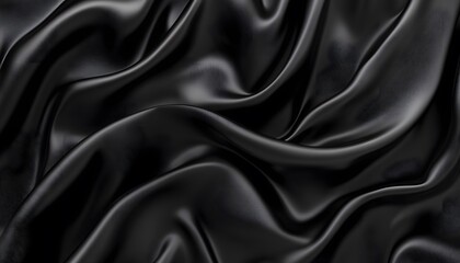 Fototapeta premium Draped Black Silk Fabric Showing Rich Texture