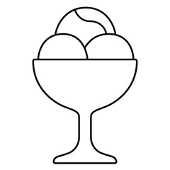 Glass Ice Cream Bowl with Three Round Scoops of Creamy Ice Cream in a Wide Stemmed Dish, Enjoying Delicious Frozen Desserts with an Extra Touch of Class and Sophistication.